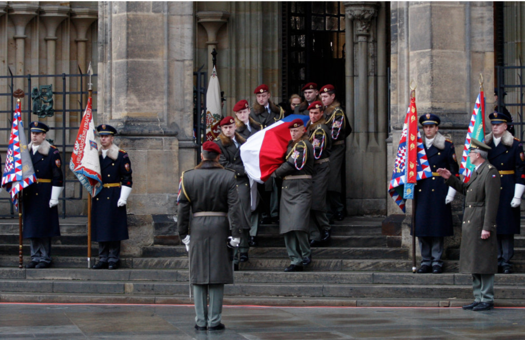 Soldiers carried the coffin during the state funeral for Vaclav Havel at St. Vitus Cathedral on Friday. Credit Photo by Petr David Josek