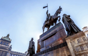  The iconic statue of Saint Wenceslas on Vaclavske Namesti in Prague. A less traditional version of the statue has since been sculpted by David Černý. Photograph: Artush/Getty Images/iStockphoto 